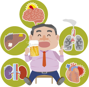 生活習慣病が疑われる人のイメージイラスト