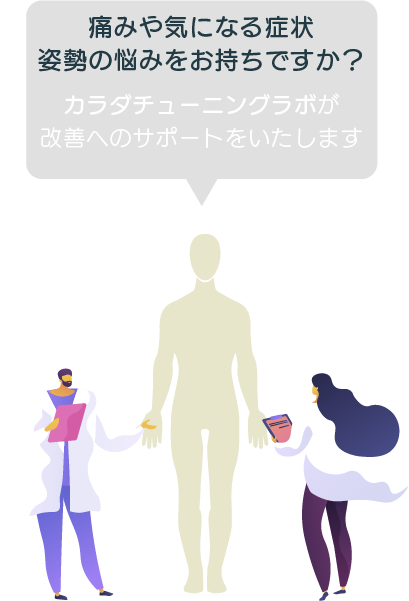 痛みや気になる症状、姿勢の悩みをお持ちですか？カラダチューニングラボが改善のサポートをいたします